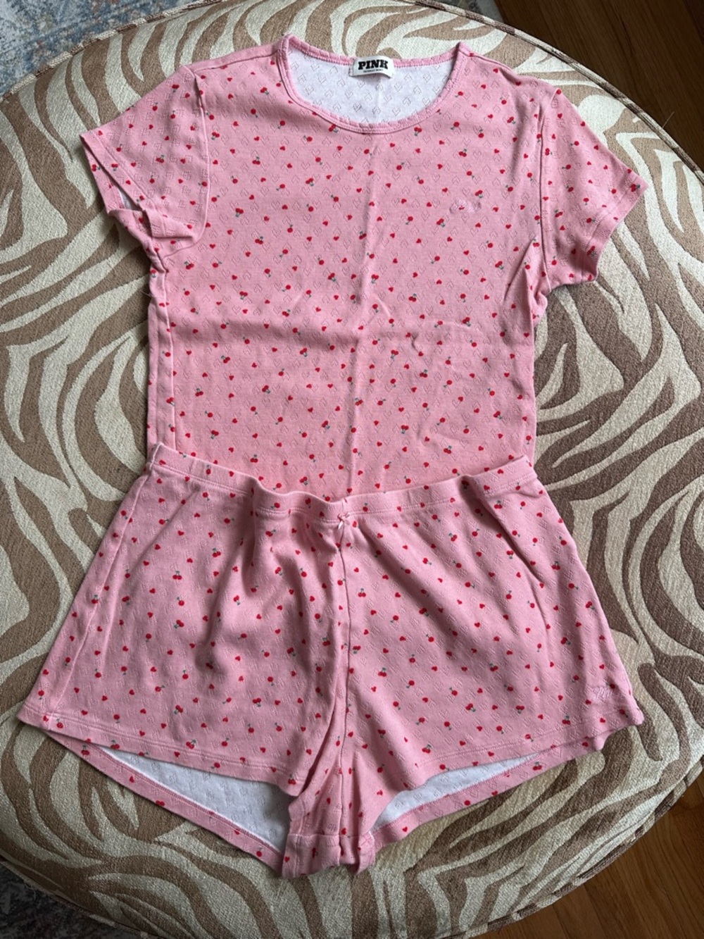 ✨SET✨PINK Cotton Heart Pointelle Tee  and Sleep Shorts